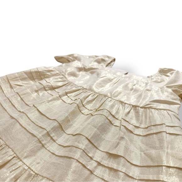 Crewcuts | Pin Tuck Dress in Gold Lamé (10) - Picture 2 of 7